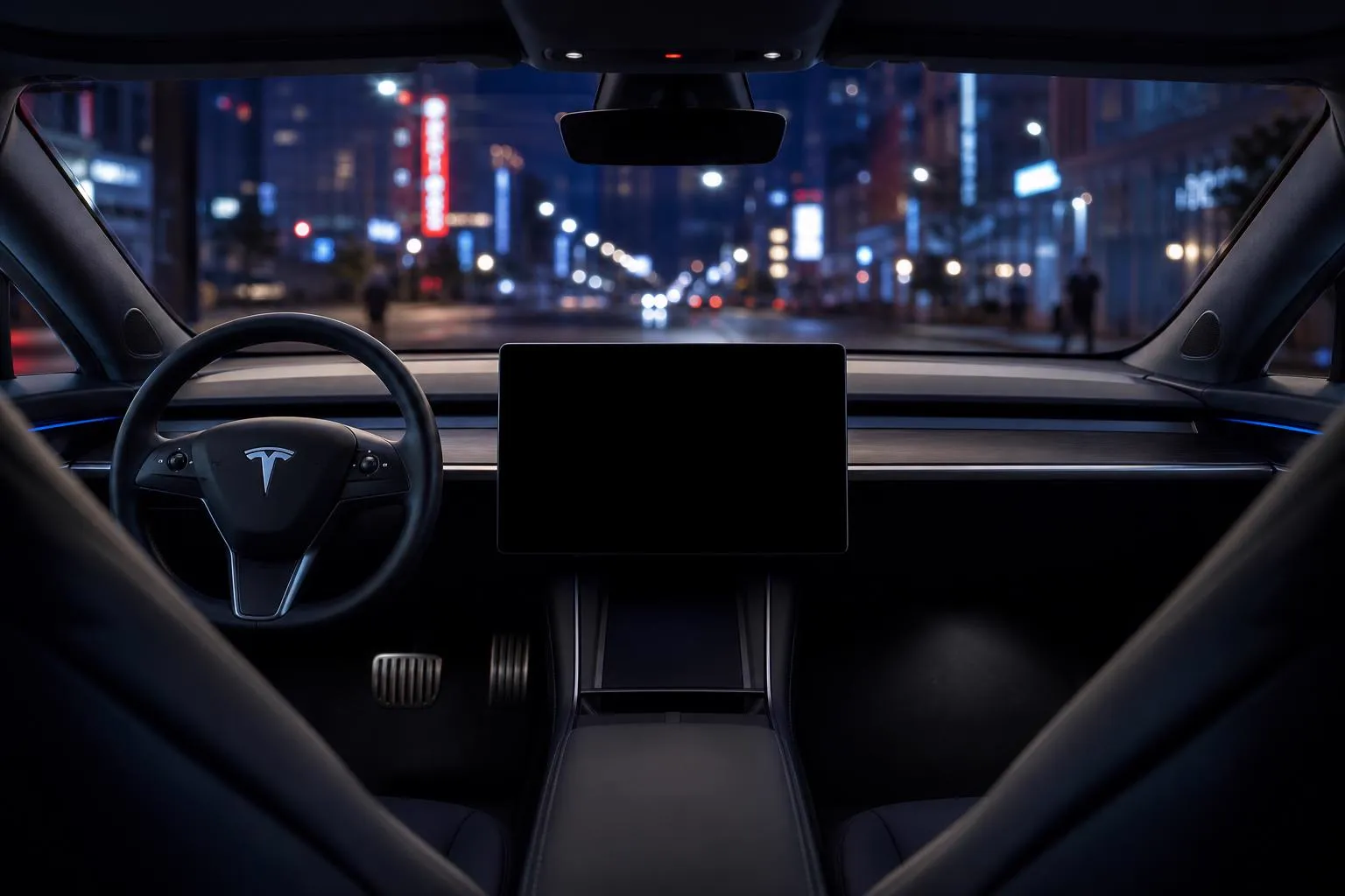 Tesla cabin with the S3XYCast screen